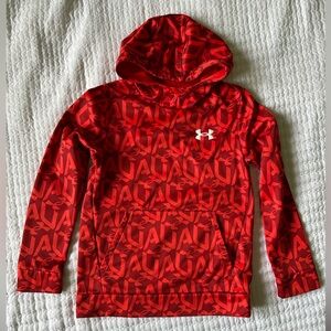Boys Under Armour hoody size medium.  Red with red logos.